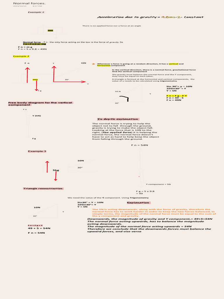 Normal forces. | PDF | Force | Gravity