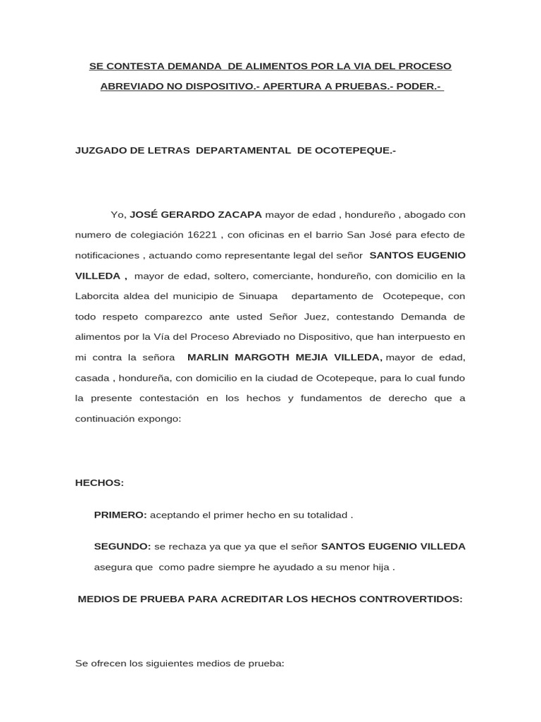 Se Contesta Demanda Santos Eugenio | PDF