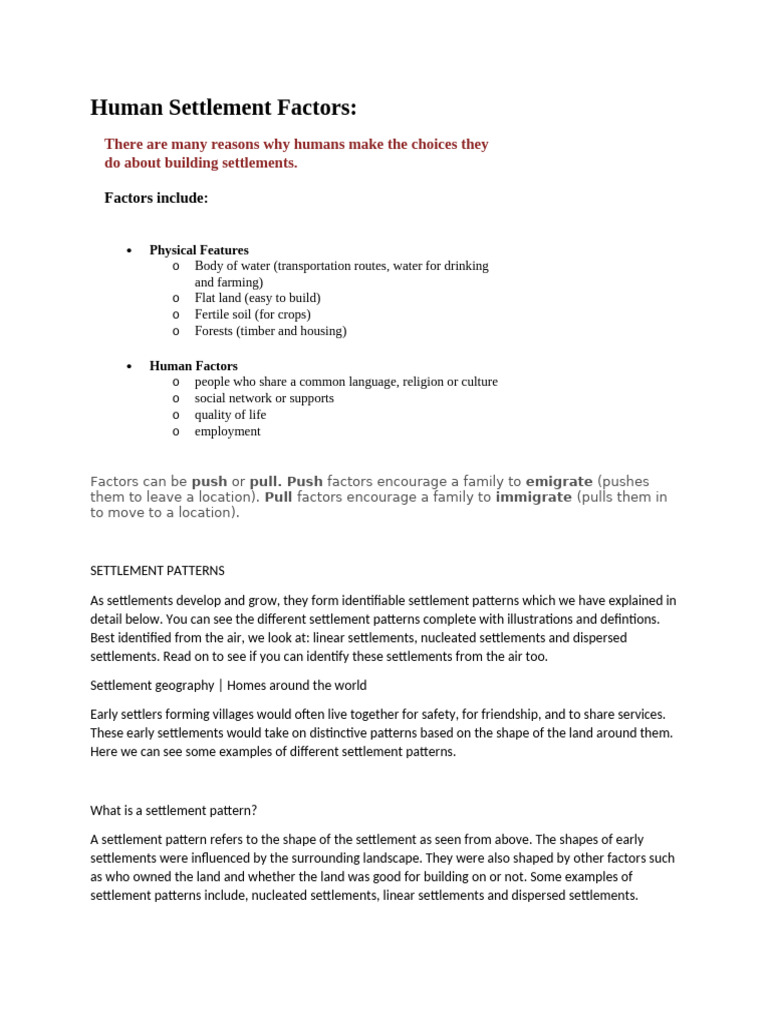 Types of Human Settlement Patterns | PDF | Cost Of Living | Sustainability