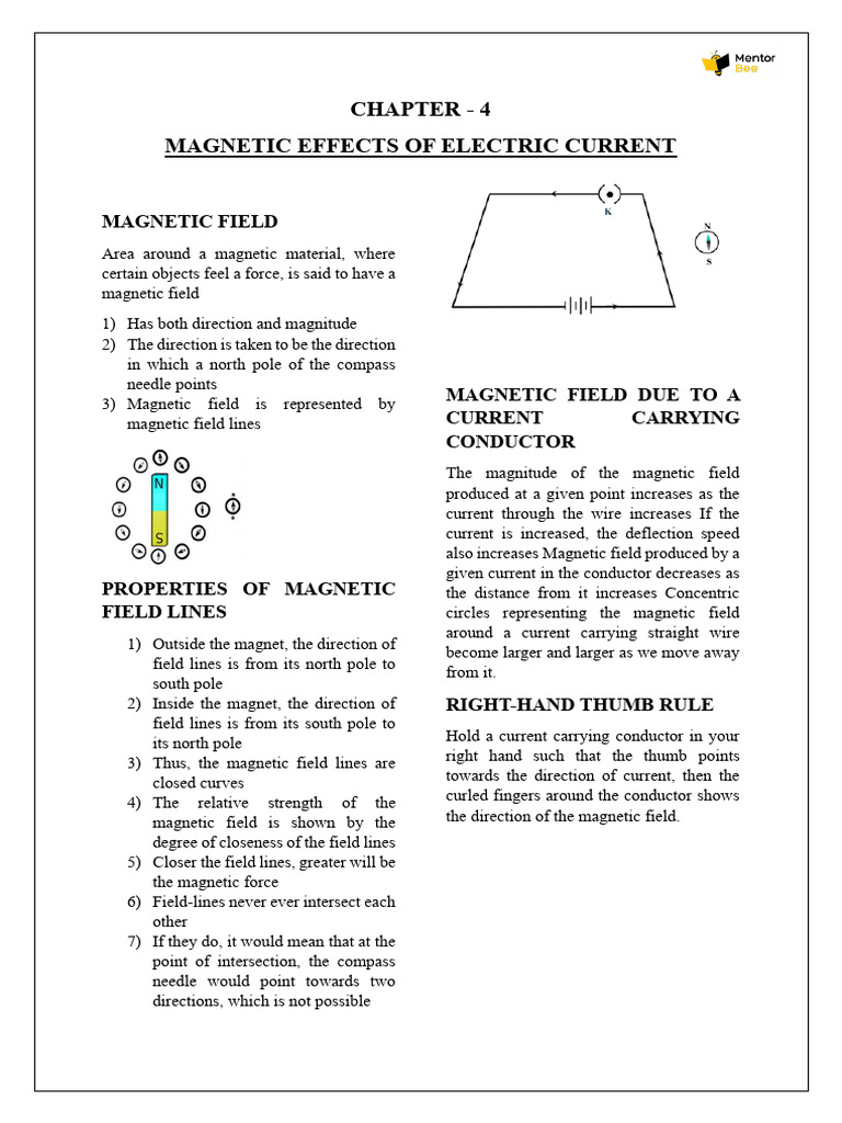 4 magnetic effects of electric current pdf magnetic field magnetism