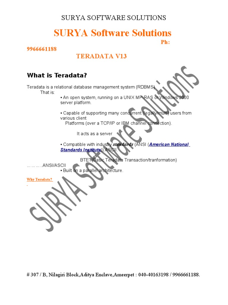 Teradata V13: Advanced Features | PDF | Computer Data Storage | File Format