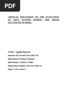 evolution of iqta system term paper