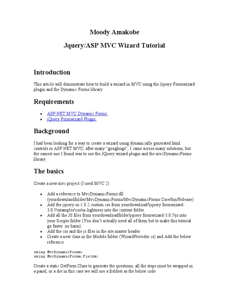 Jquery MVC Wizard Walk Through | PDF | License | Free Software