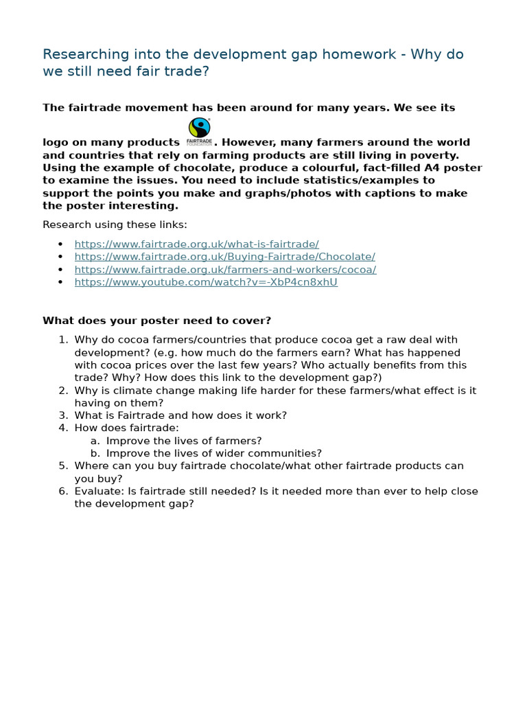 Researching Into the Development Gap Homework | PDF