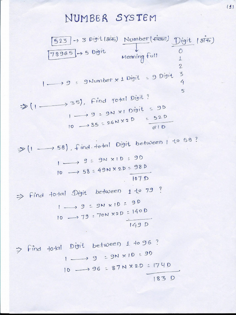 CLASS - 01 (Class Notes Eng) Number System - 277770 - Crwill | PDF
