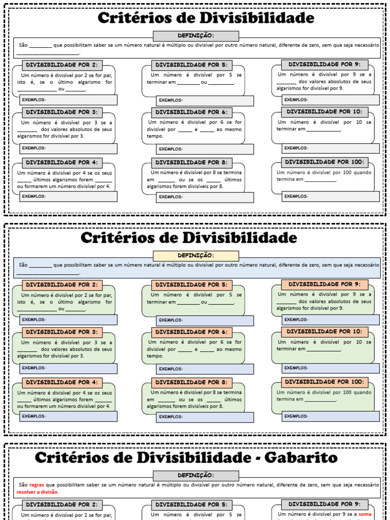 Critérios de Divisibilidade para 6º Ano | PDF | Aritmética | Matemática