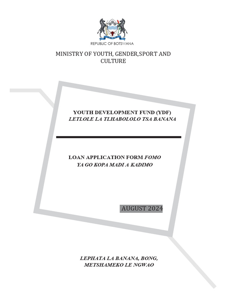 Botswana Youth Development Fund Loan Form | PDF | Business | Business Economics