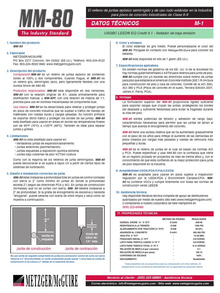 MM 80 Tech Data Espanol 2019 | PDF | Hormigón