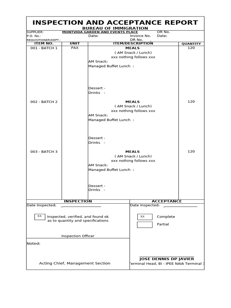 2024 Snack Project Inspection Report | PDF | Lunch | Meal