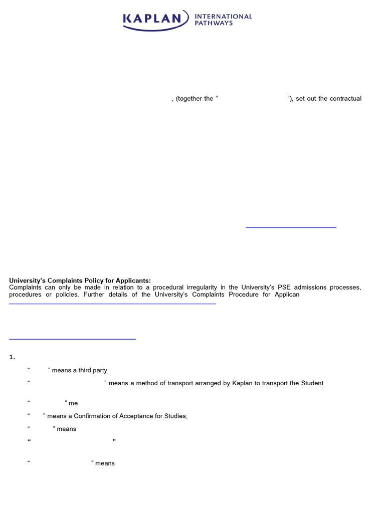 Pre-Sessional English Terms & Conditions | PDF | Travel Visa | Fee