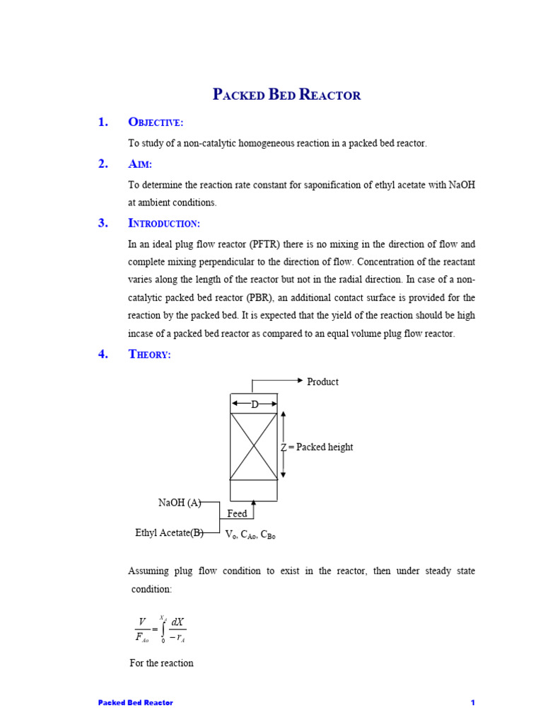 Packed Bed Reactor Writeup | PDF | Chemical Reactor | Mole (Unit)