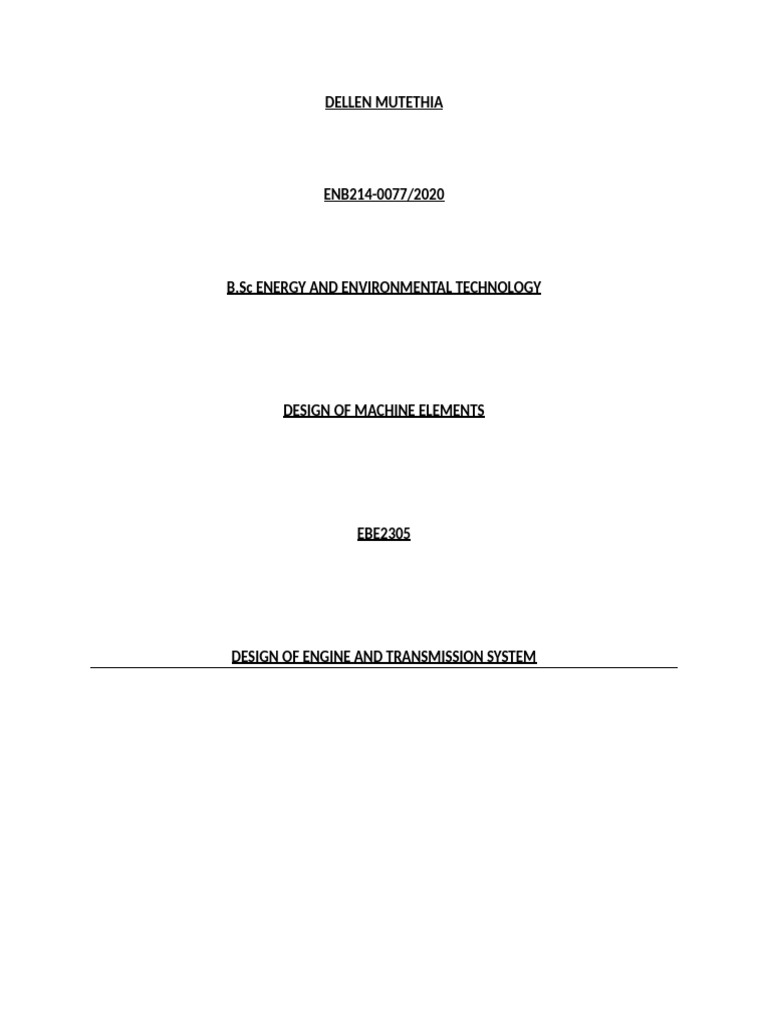 Design of Machine Elements Report Complete | PDF | Internal Combustion ...