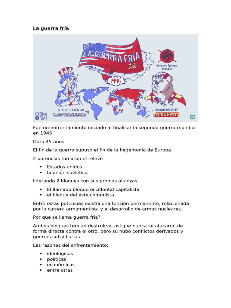 Historia de la Guerra Fría: Causas y Consecuencias | PDF | Guerra Fría ...