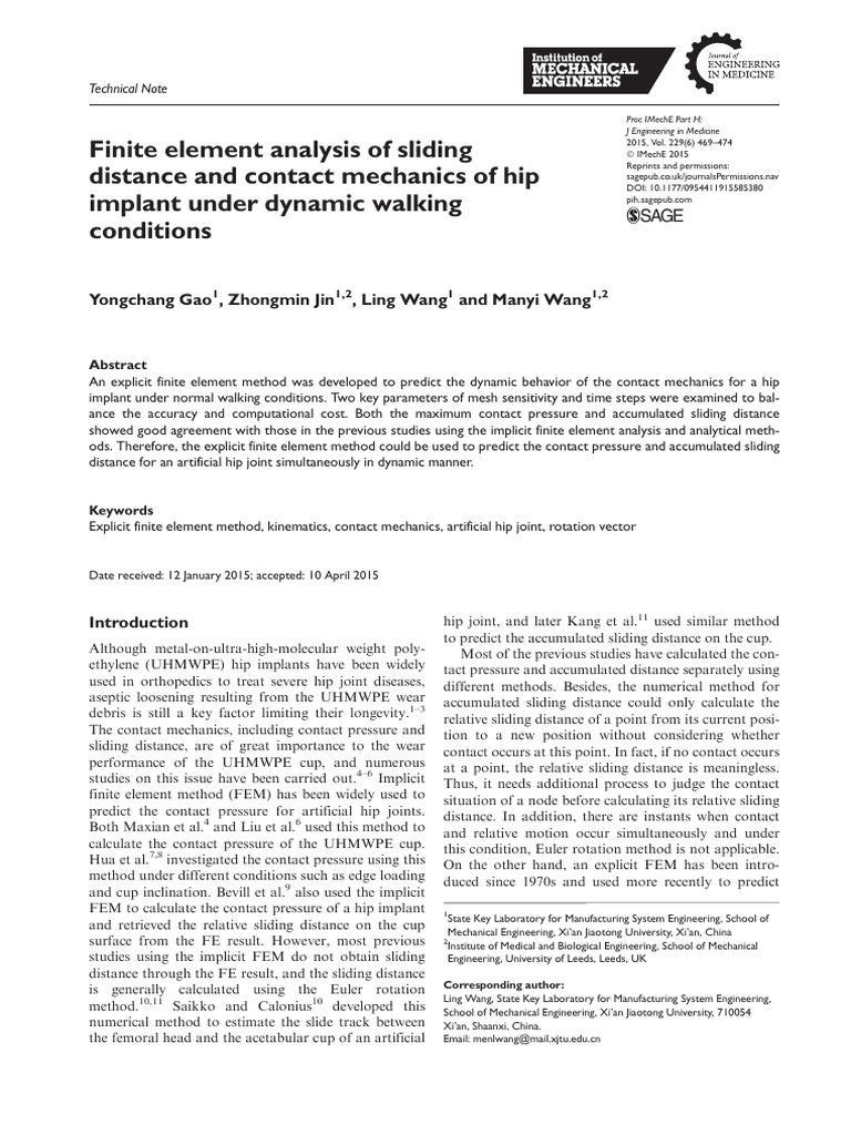 27.finite Element Analysis of Sliding Distance and Contact Mechanics of ...