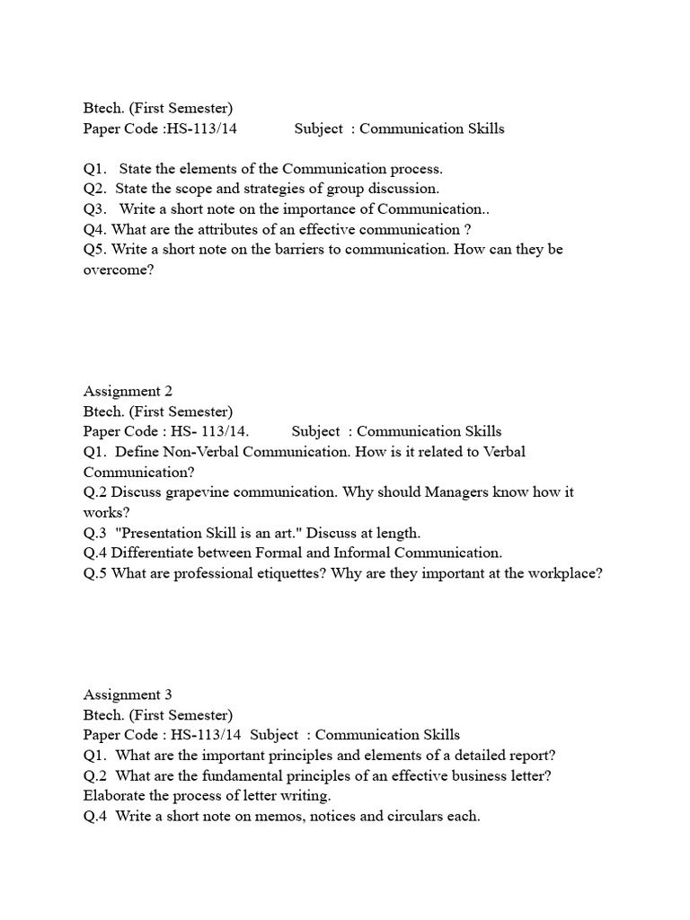 Communication Skills Q&A for HS-113 | PDF | Communication | Nonverbal ...
