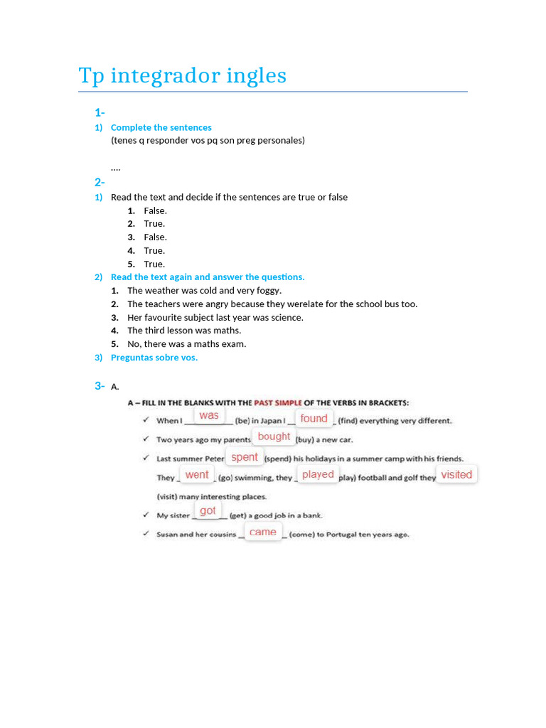 English Integration Exercises for Students | PDF