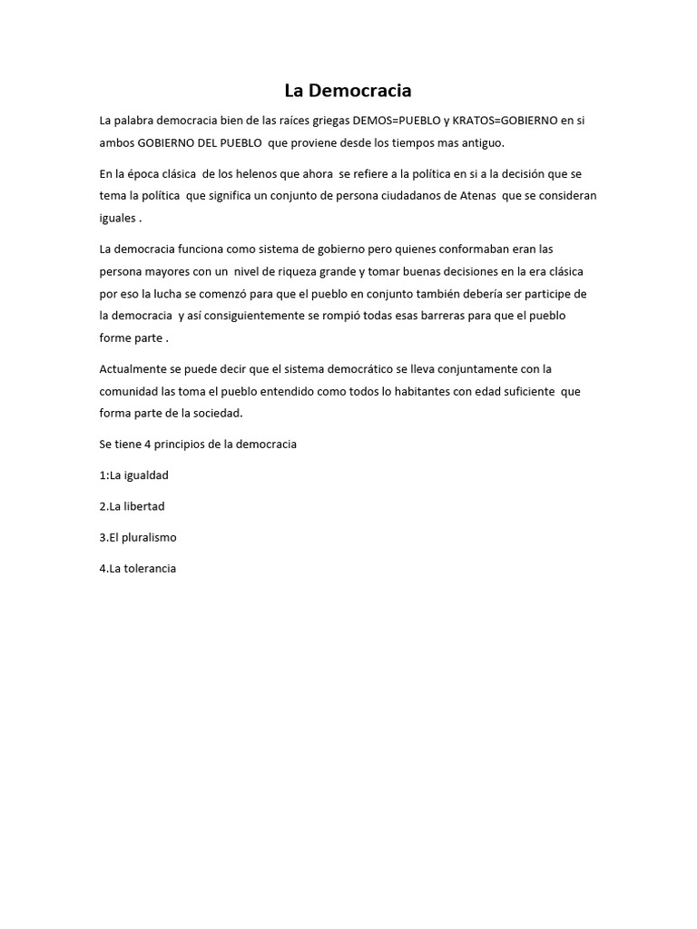 Historia y Principios de la Democracia | PDF