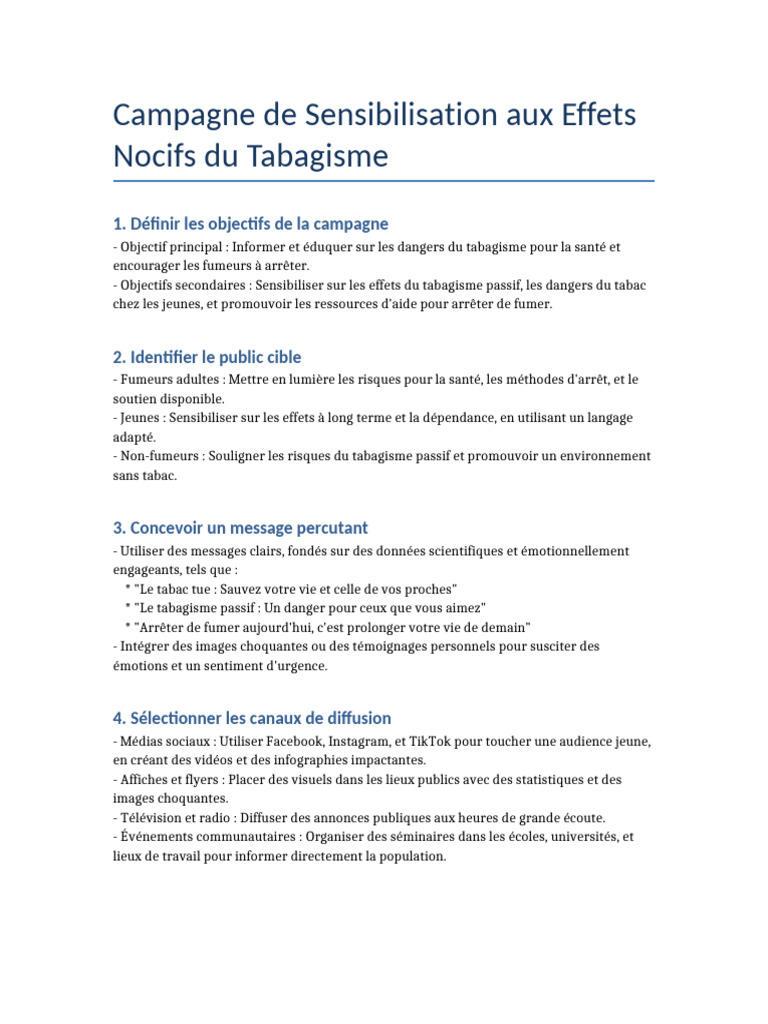 Sensibilisation aux Dangers du Tabagisme | PDF | Sevrage tabagique