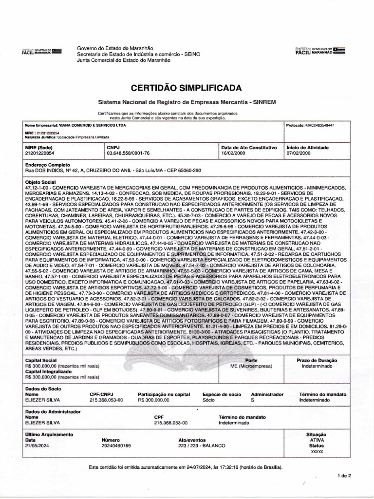 Certidao Simplificada Pdf