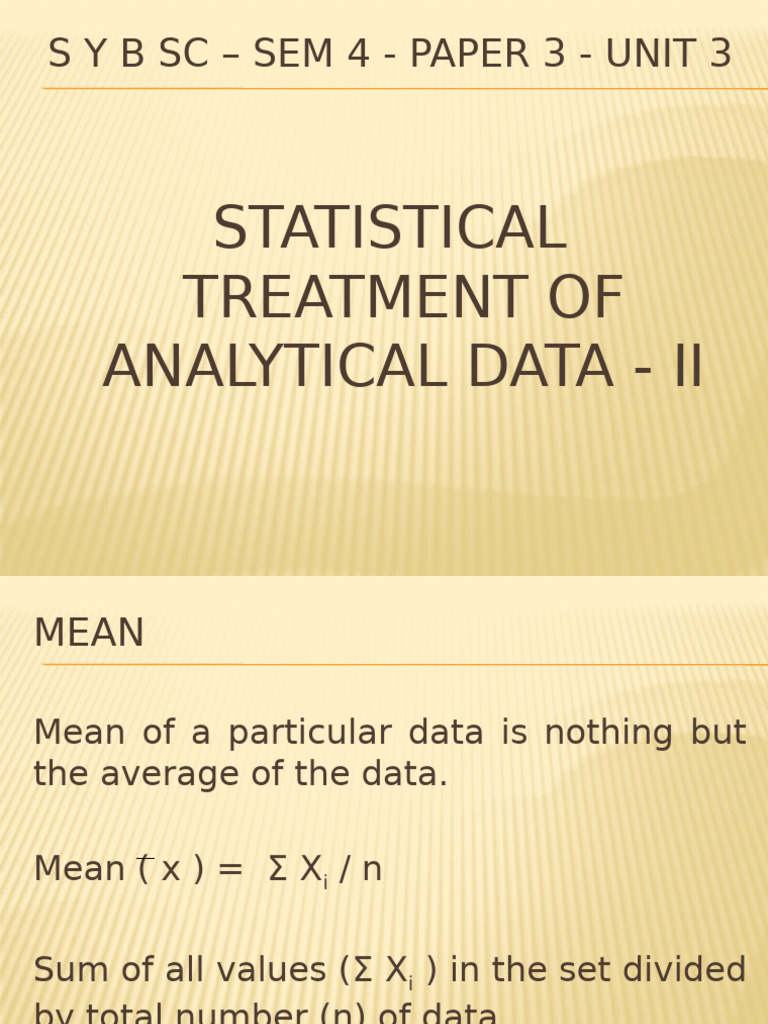 S Y B SC – SEM 4 - Statistical Treatment. | PDF | Standard Deviation ...