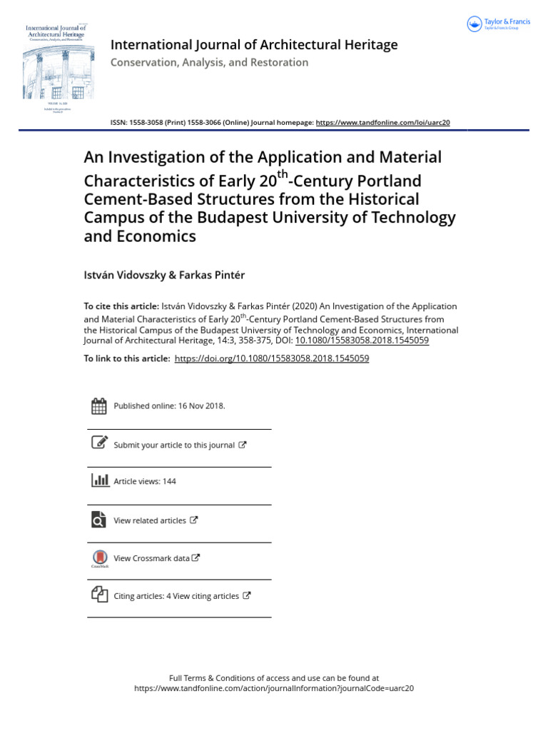 International Journal of Architectural Heritage: Conservation, Analysis ...