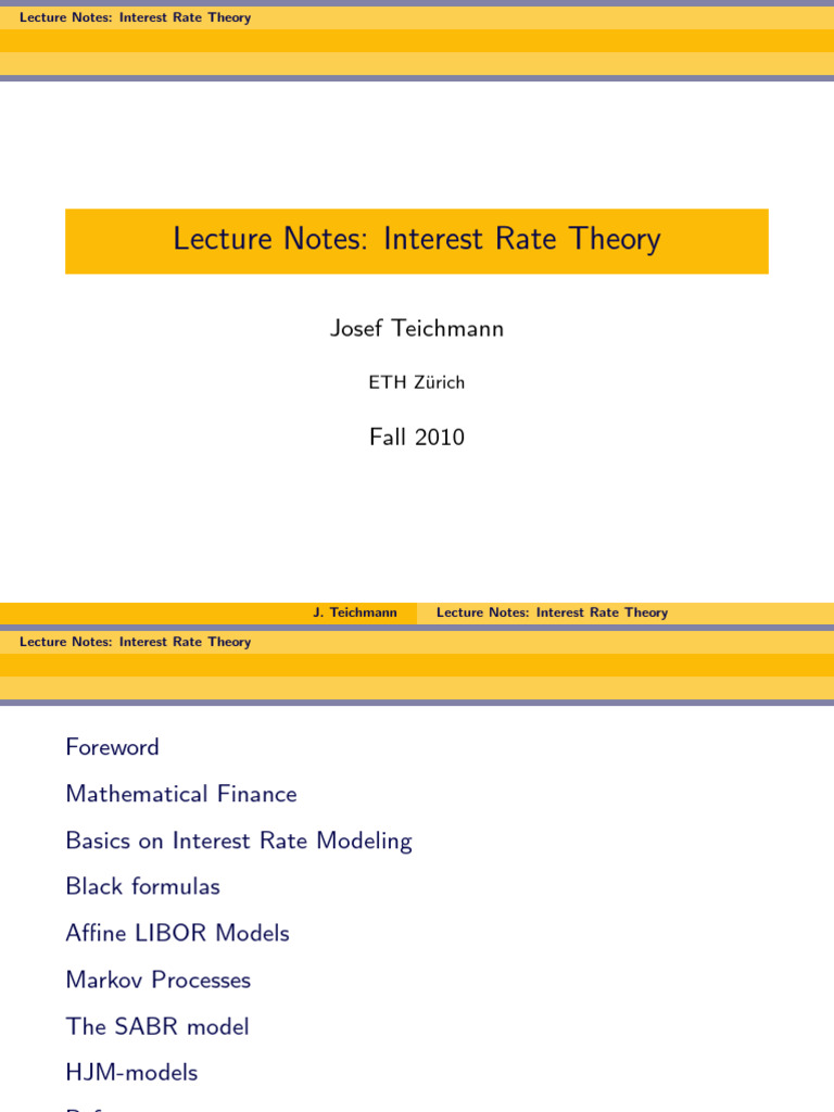 Interest Rate Theory Lecture Notes | PDF | Bonds (Finance ...