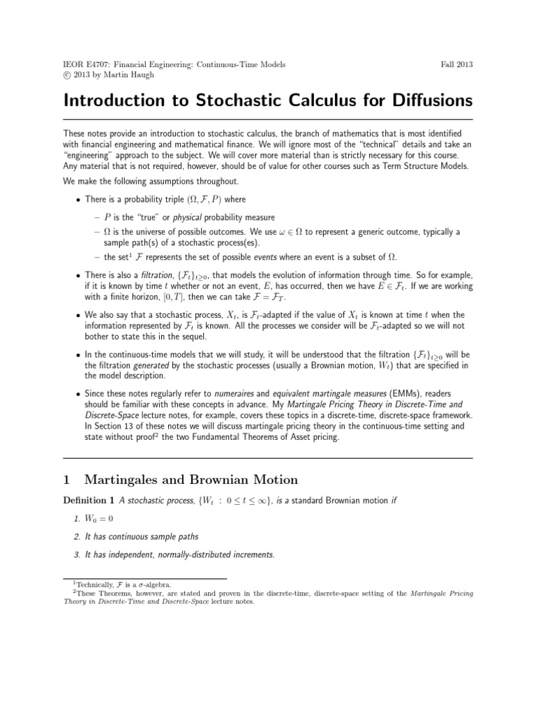 Stochastic Calculus for Financial Engineering | PDF | Stochastic ...