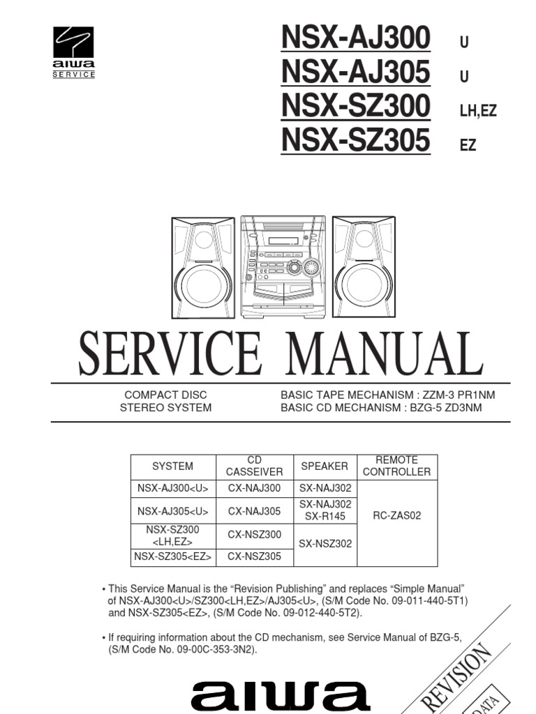 Equipo Aiwa NSX Aj300+Nsx Aj305+Nsx Sz300+Nsx Sz305, PDF, Loudspeaker