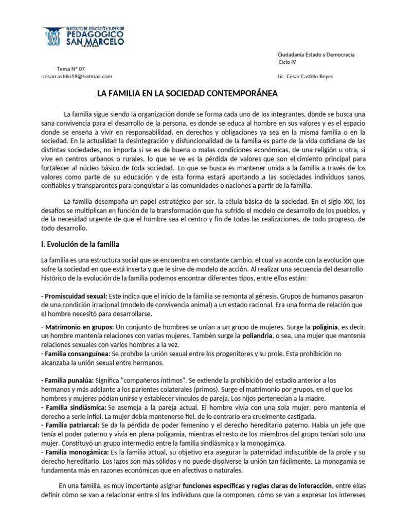 La Familia en la Sociedad Actual | PDF | Familia | Sociedad