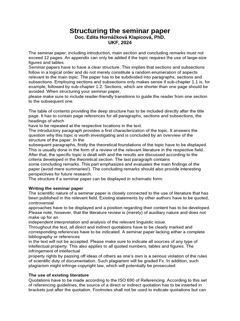 Instructions For Writing The Seminar Paper | PDF | Plagiarism