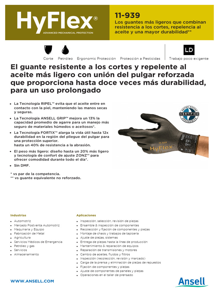 Hyflex 11 939 Pds Lac | PDF | Guante