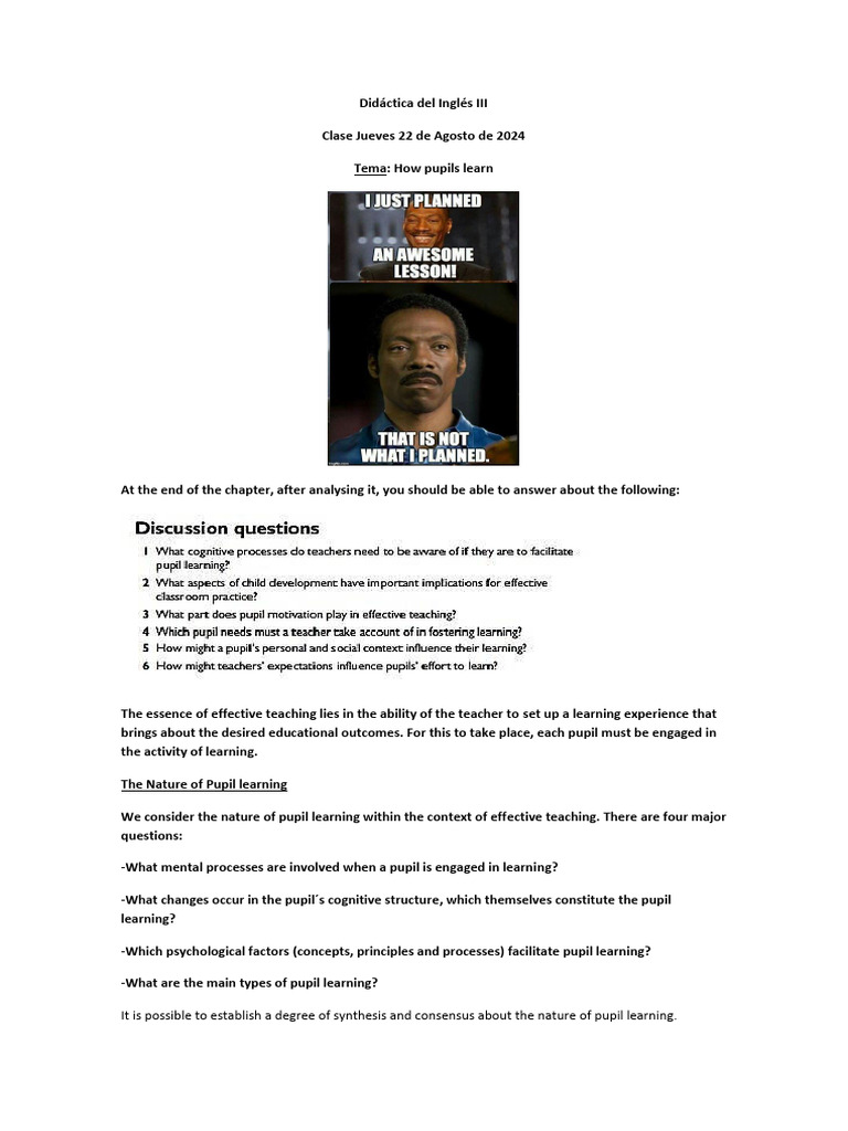 Understanding How Pupils Learn | PDF | Learning | Mental Processes