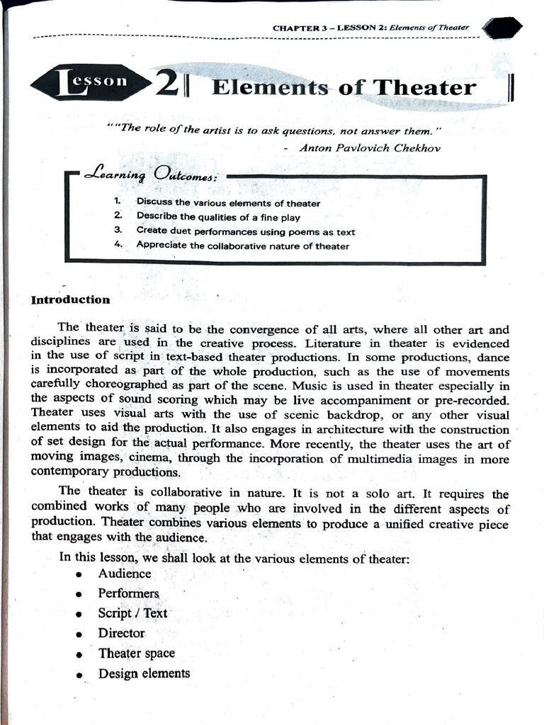 Elements of theater pdf theatre experience
