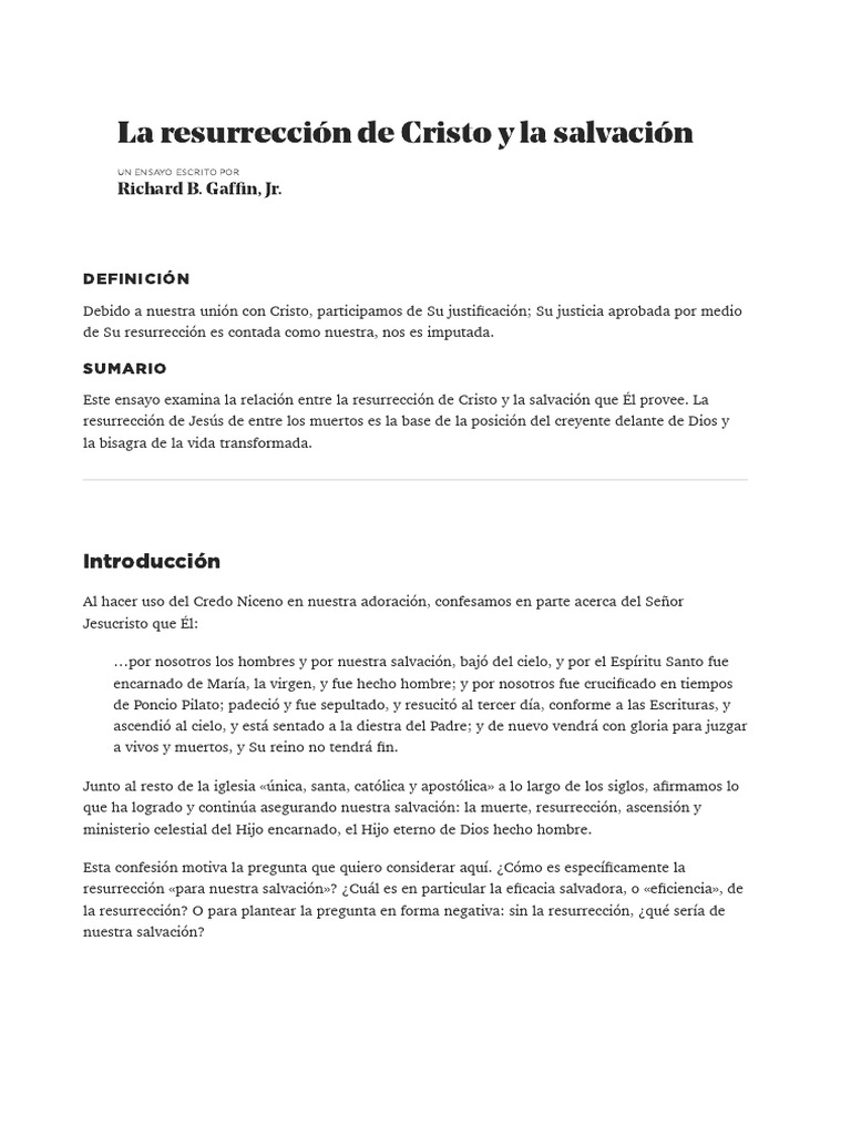 La resurrección y nuestra salvación | PDF | La resurrección de Jesús ...