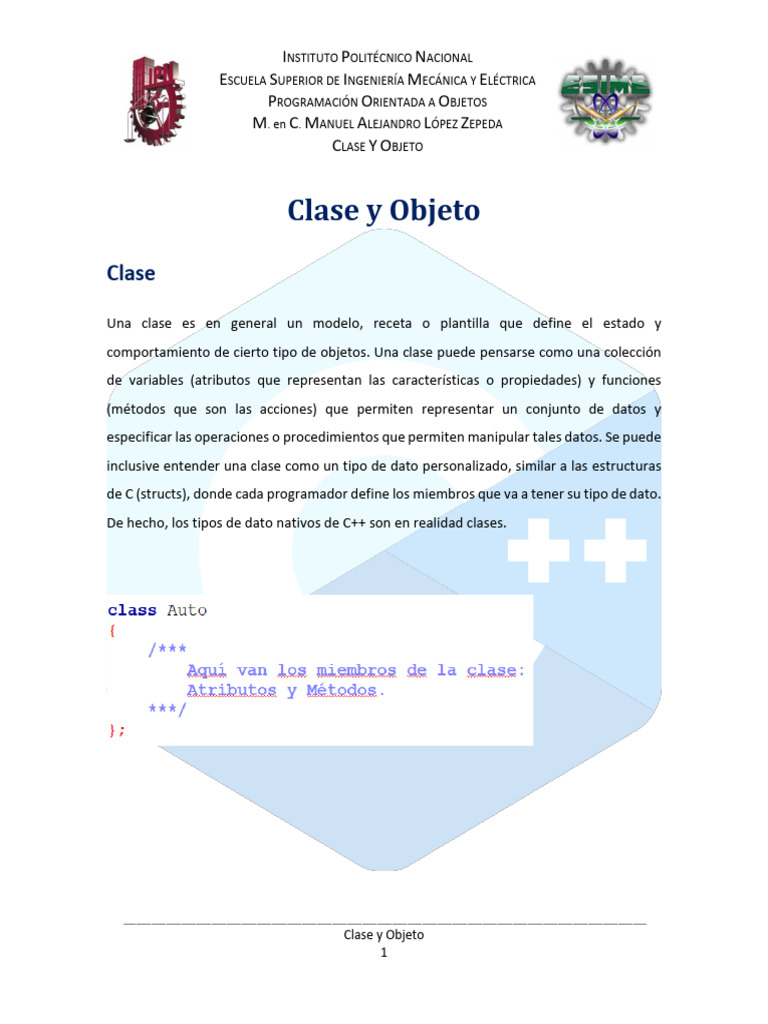 Clases y Objetos en Programación OOP | PDF | Objeto (informática ...