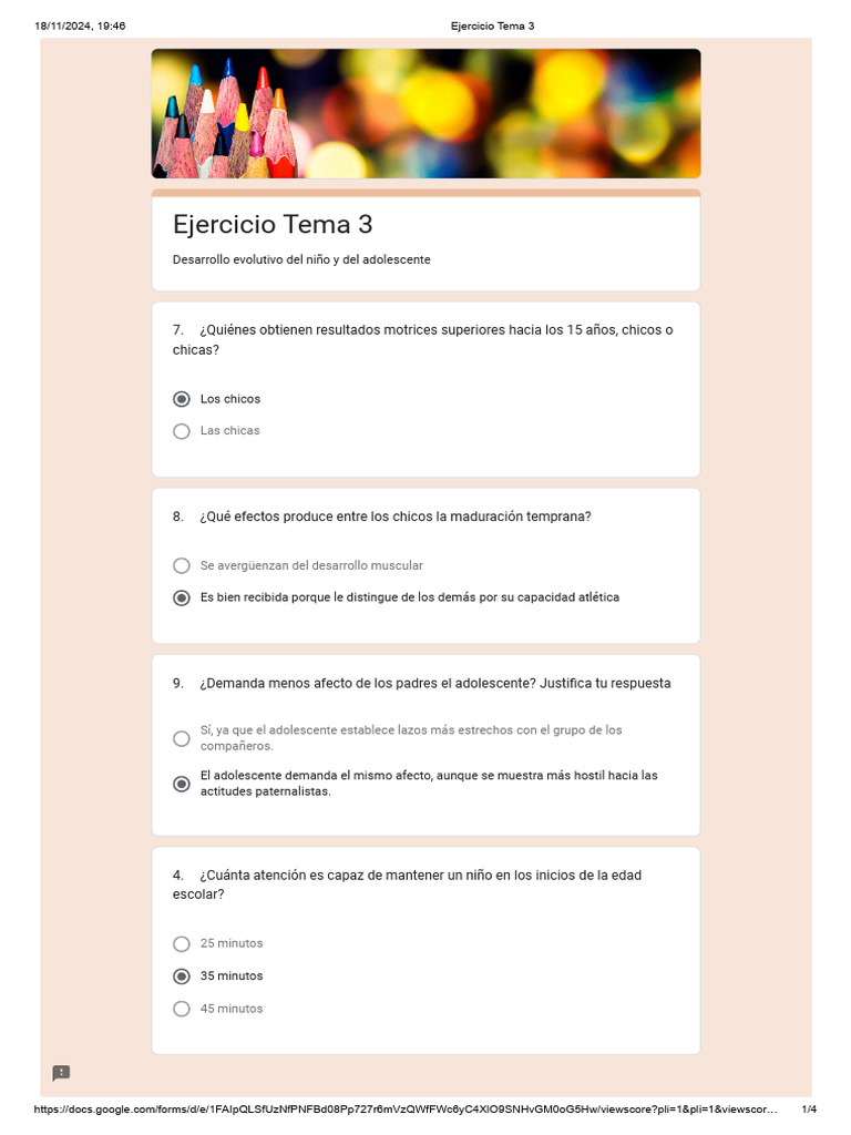 Test Tema 3 | PDF | Adolescencia