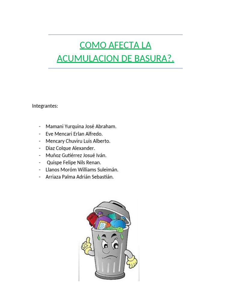 Como Afecta La Acumulacion de Basura? | PDF | Residuos | Diarrea
