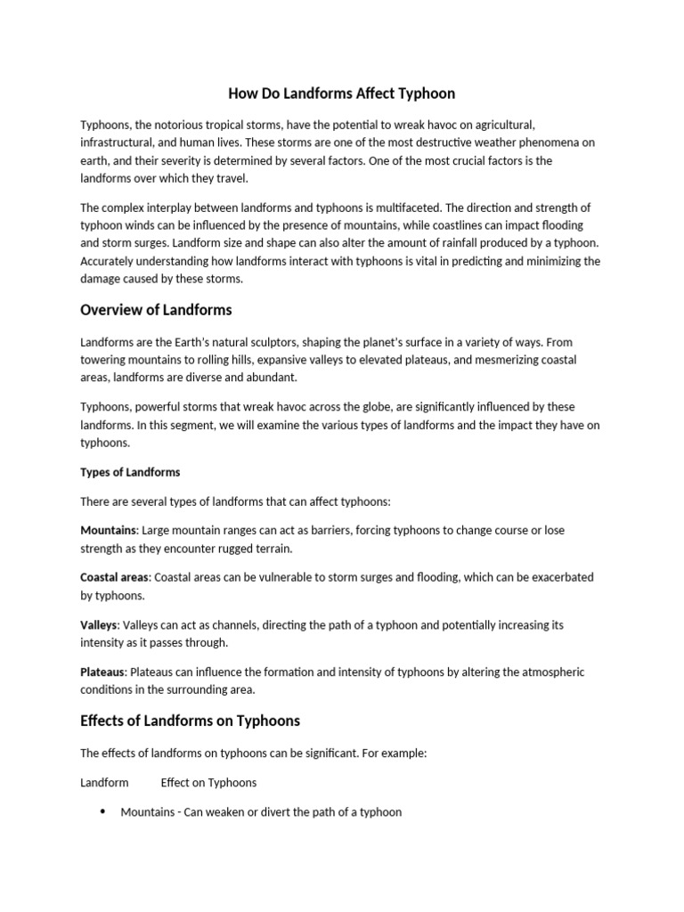 Landforms Impact On Typhoon Behavior Pdf Tropical Cyclones Wound