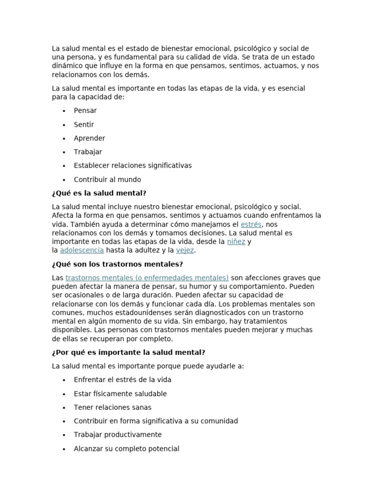 Salud Mental y Bienestar Emocional | PDF | Salud mental | Mente