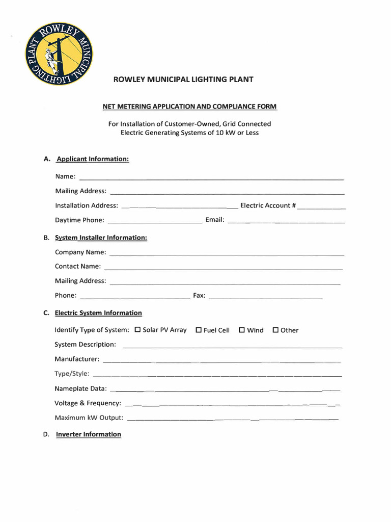 RMLP Net Metering and Compliance Form ACC | PDF | Photovoltaic System ...