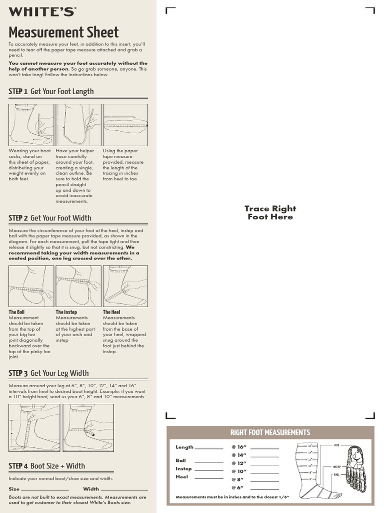 WHI Measurement Sheet 2 | PDF | Foot | Footwear