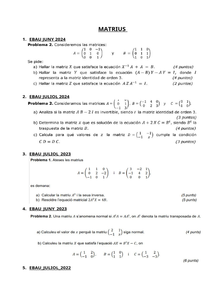 Pau Mat CCSS Matrius | PDF