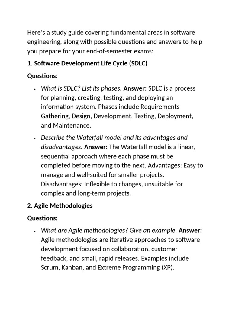 Software Engineering Study Guide FAQ | PDF | Software Development ...