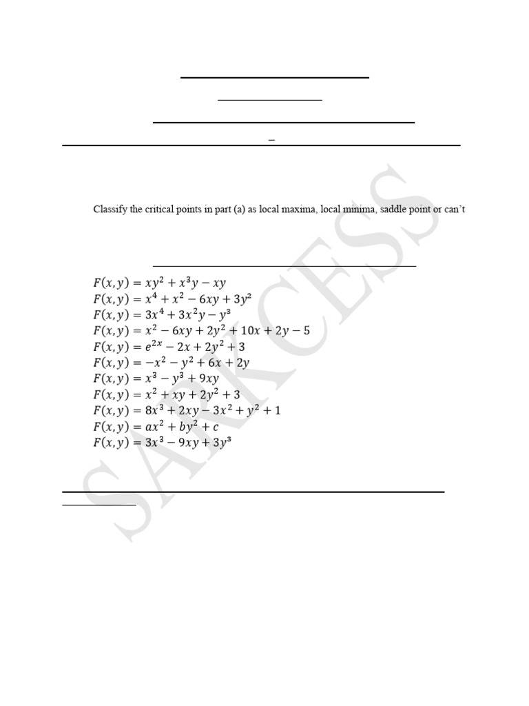 Unconstrained optimization several choice pdf mathematical