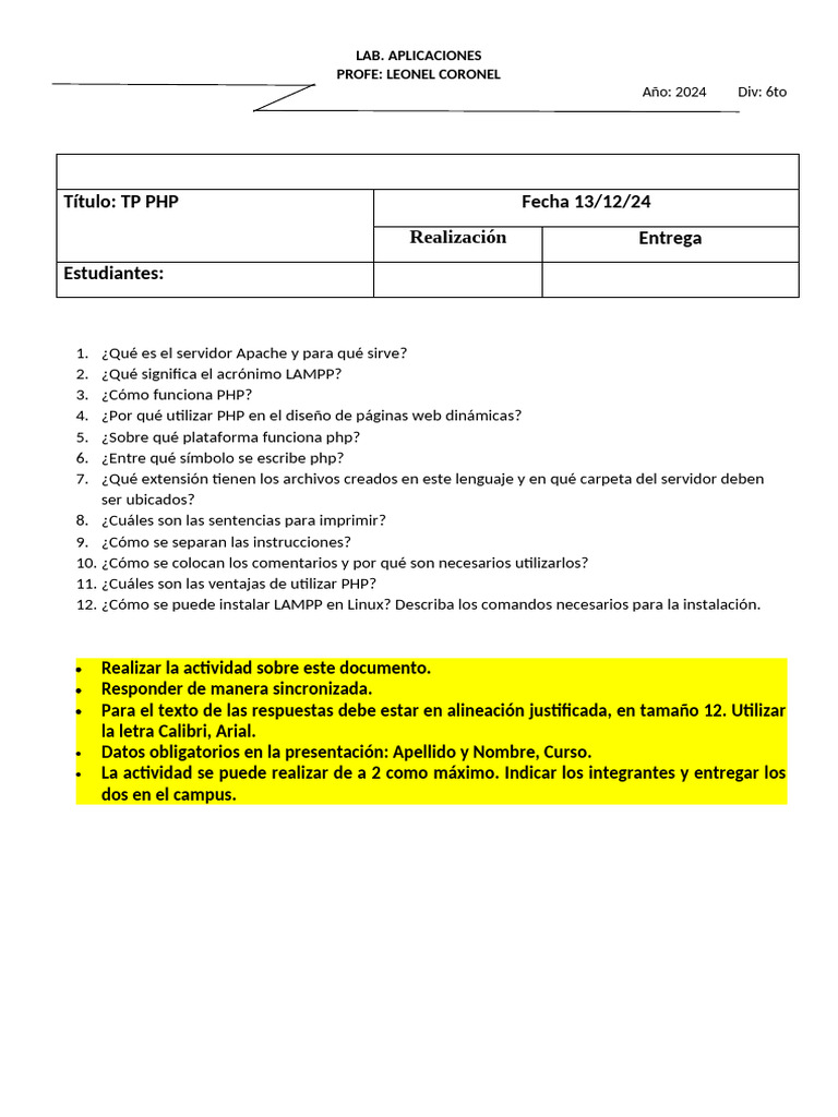 TP PHP 1 | PDF