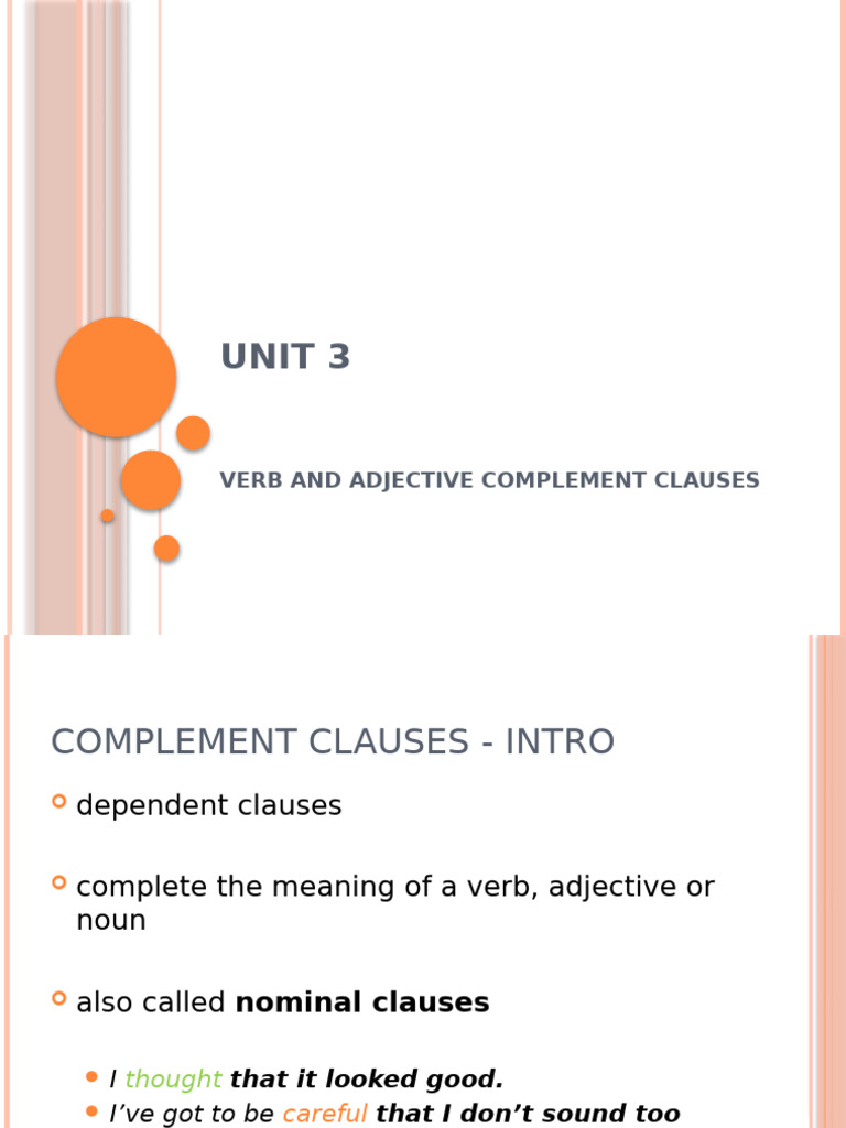 UNIT 3 (JAVI) - Verb and Adj Complement | PDF | Clause | Verb