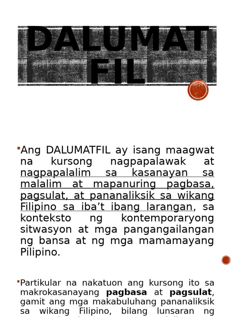Dalumat Fil Kabanata 1 Modyul 1 2 | PDF