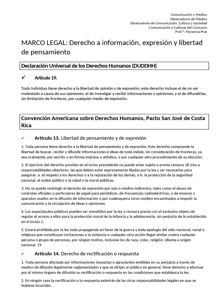 Derecho A Información DDHH | PDF | Libertad de expresión | Convenio ...