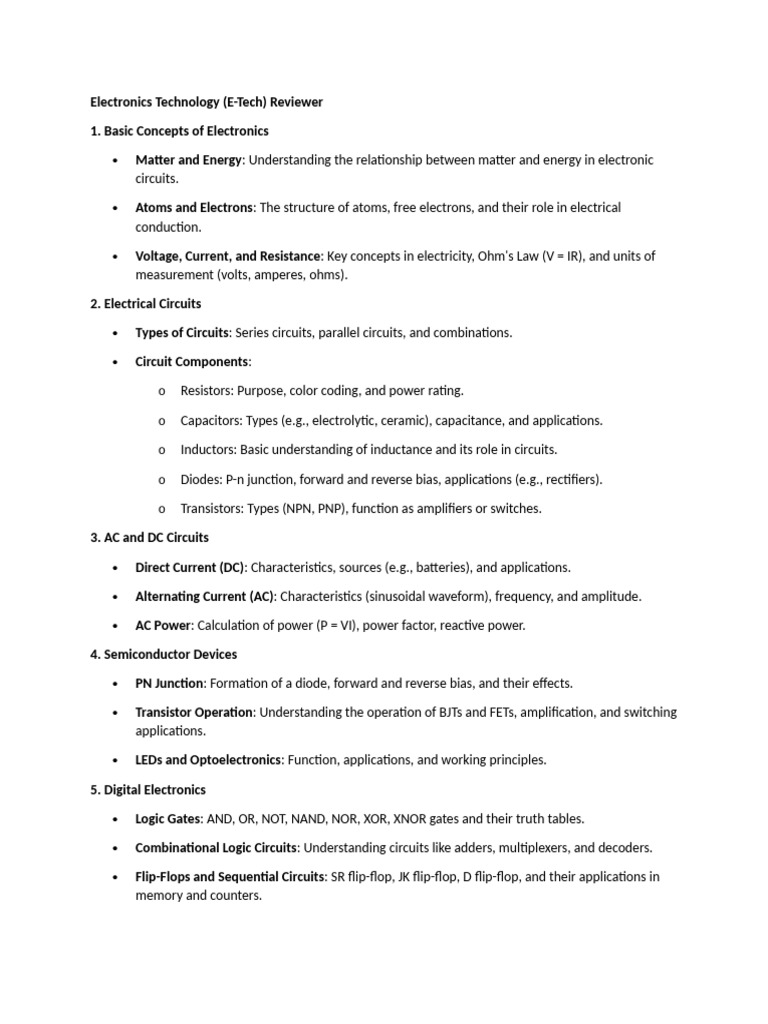 Comprehensive E-Tech Study Guide | PDF | Electrical Network | Analog To ...
