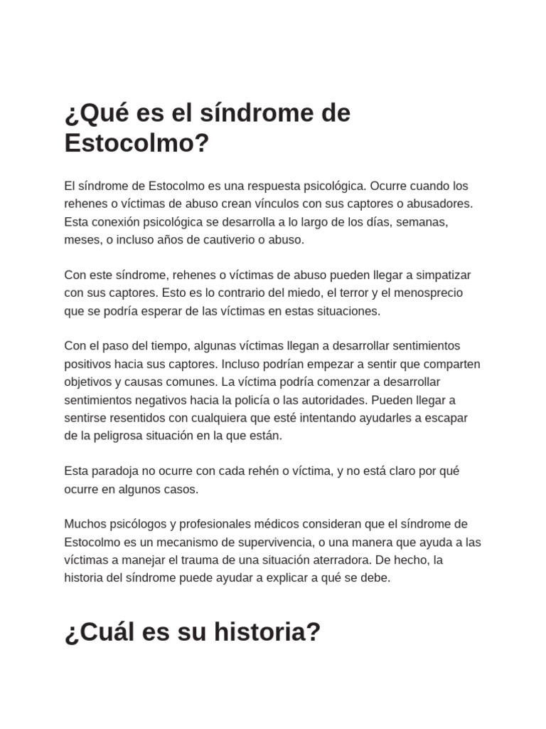 Qué Es El Síndrome de Estocolmo | PDF | Secuestro | Sicología